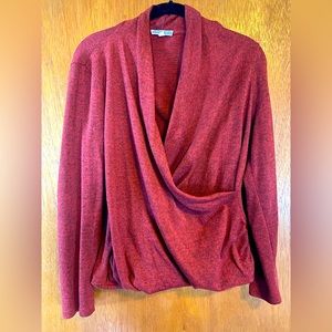 V-neck faux wrap sweater